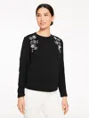 Talbots Plus Petite - Embellished Crewneck Sweatshirt - Black - 3x  In Black