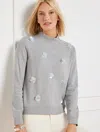 Talbots Embellished Mockneck Sweatshirt - Grey Sky Heather - X  In Grey Sky Heather