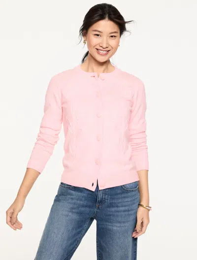 Talbots Plus Petite - Embroidered Crewneck Cardigan Sweater - Blush Pink - 3x