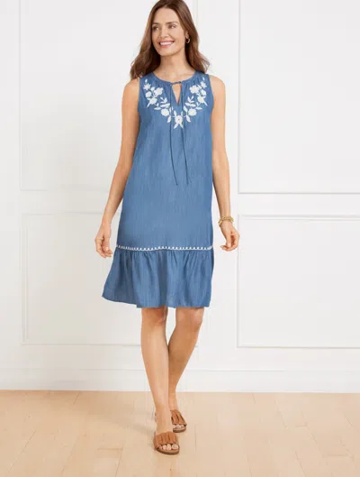 Talbots Plus Petite - Embroidered Drop Waist Dress - Siesta Wash - 3x