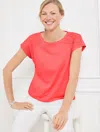 Talbots Plus Petite - Embroidered Dropped Shoulder T-shirt - Fruit Punch - 3x - 100% Cotton