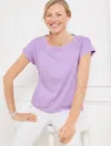 Talbots Plus Petite - Embroidered Dropped Shoulder T-shirt - Spring Lilac - 3x - 100% Cotton