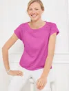 Talbots Plus Petite - Embroidered Dropped Shoulder T-shirt - Violet Sunset - 3x - 100% Cotton