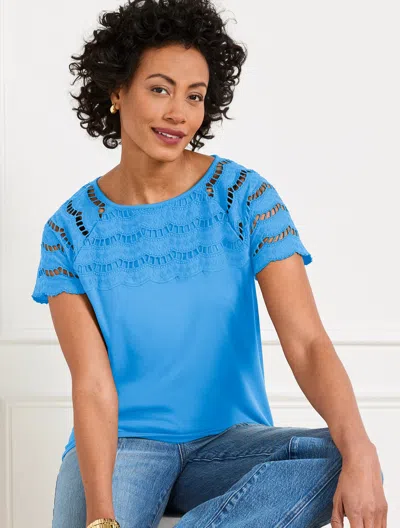 Talbots Plus Petite - Embroidered Eyelet Top - Lakeside Blue - 3x