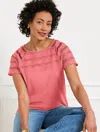 Talbots Plus Petite - Embroidered Eyelet Top - Pink Rosette - 2x
