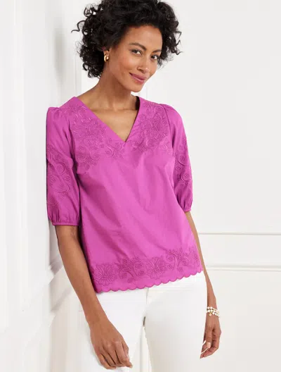 Talbots Plus Petite - Embroidered Poplin Top - Violet Sunset - 3x