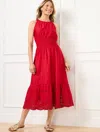 Talbots Plus Petite - Eyelet Halter Fit & Flare Dress - Red - 22  In Red