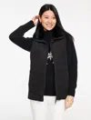 Talbots Plus Petite - Faux Fur Collar Down Puffer Vest - Black