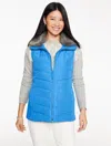 Talbots Plus Petite - Faux Fur Collar Down Puffer Vest - Lakeshore Blue - 2x