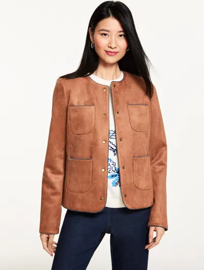 Talbots Plus Petite - Faux Suede Jacket - Jasper - 1x  In Brown