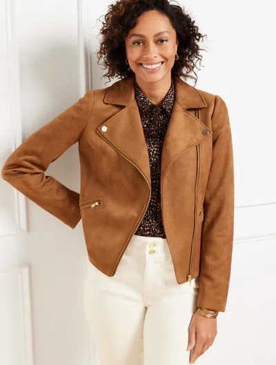 Talbots Plus Petite - Faux Suede Moto Jacket - Fall Tobacco - 22