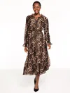 Talbots Plus Petite - Fit & Flare Midi Dress - Opulent Ocelot - Toasted Coconut/black - X