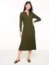 Talbots Plus Petite - Fit & Flare Ribbed Midi Dress - Oak Moss - 3x  In Green