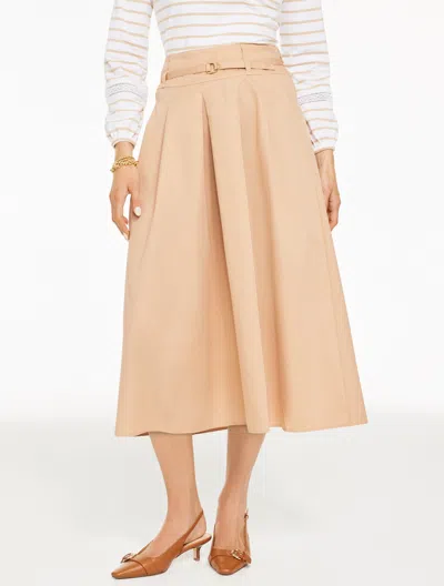 Talbots Plus Petite - Fit & Flare Twill Skirt - Sesame - 14 - 100% Cotton  In Brown