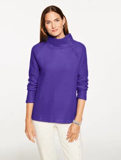 Talbots Plus Petite - Fleece Mockneck Pullover Sweater - Brilliant Purple - 1x