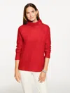 Talbots Plus Petite - Fleece Mockneck Pullover Sweater - Red - 1x