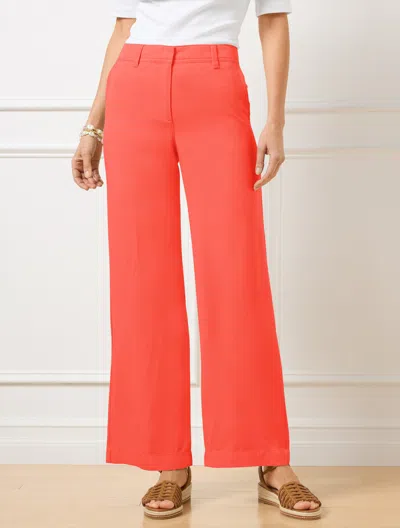 Talbots Plus Petite - Flowy Wide Ankle Pants - Hot Coral - 22