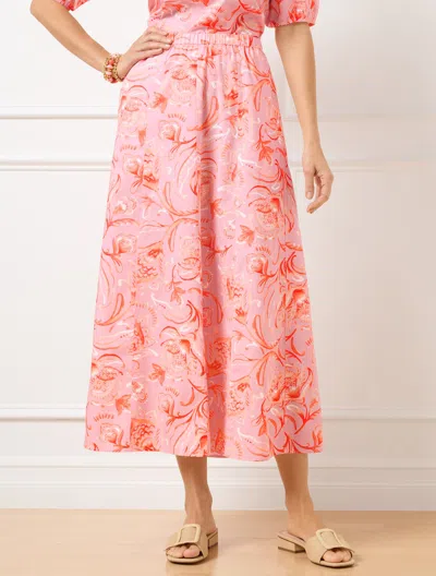 Talbots Plus Petite - Fresh Poplin Seamed Skirt - Jacobean Fantasia - Soft Pink - 2x - 100% Cotton