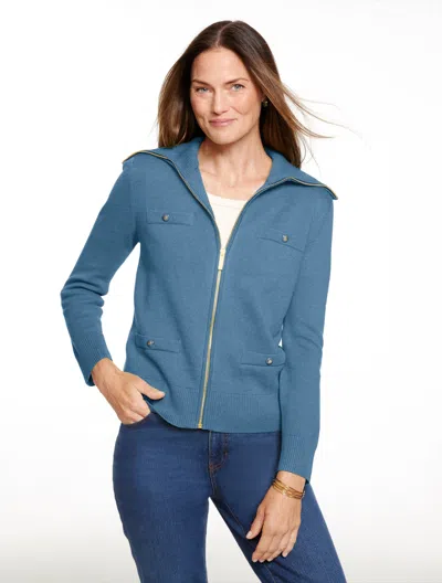Talbots Plus Petite - Full-zip Cardigan Sweater - Moonlight Blue - 1x