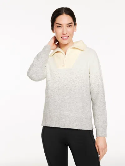 Talbots Plus Petite - Half-zip Sweater - Ombrã© - Grey/ivory - 2x  In Gray