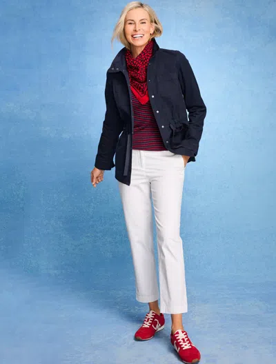 Talbots Plus Petite - Heritage Twill Perfect Crops Pants - Curvy Fit - Blue - 22