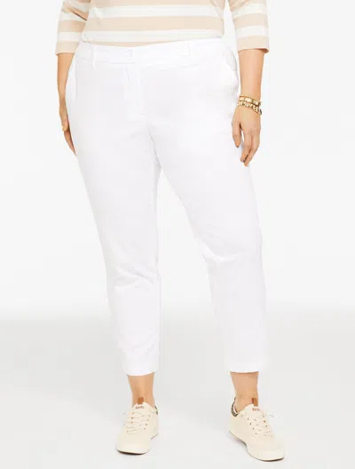 Talbots Plus Petite - Heritage Twill Perfect Crops Pants - White - 14