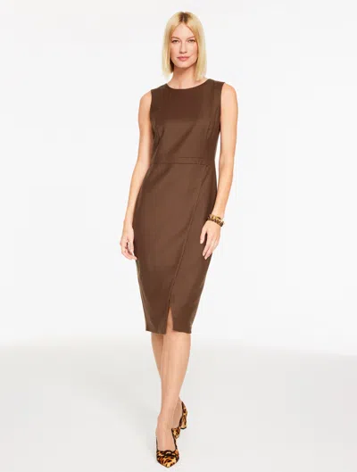 Talbots Plus Petite - Italian Luxe Flannel Sheath Dress - Deepest Chocolate - 22  In Brown