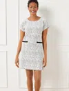 Talbots Plus Petite - Jacquard Crewneck Dress - Cherry Blossom - White/black - 2x  In White,black