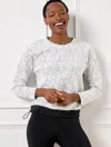 Talbots Plus Petite - Jacquard Crewneck Sweater Pullover - Cherry Blossom - White/black - 3x  In White,black