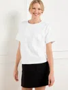 Talbots Plus Petite - Jacquard Crewneck T-shirt - Botanical Bliss - White - 3x