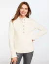 Talbots Plus Petite - Jewel Button Henley Sweater - Ivory - 3x  In White