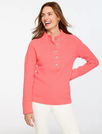 Talbots Plus Petite - Jewel Button Henley Sweater - Mauve Glow - 1x
