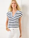 Talbots Plus Petite - Johnny Collar Sweater Vest - Stripe - Indigo - 3x - 100% Cotton