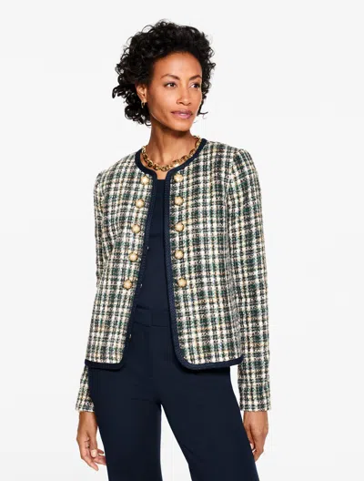 Talbots Plus Petite - Kensington Tweed Jacket - Green/taupe - 22  In Blue