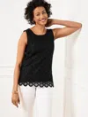 Talbots Plus Petite - Lace Front Shell Sweater - Black - 3x  In Black