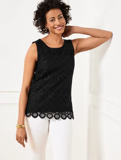 Talbots Plus Petite - Lace Front Shell Sweater - Black - 3x
