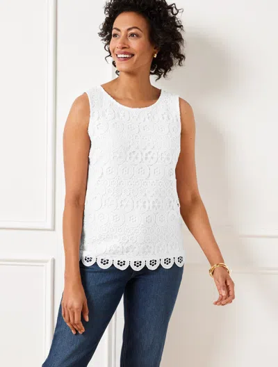 Talbots Plus Petite - Lace Front Shell Sweater - White - 2x