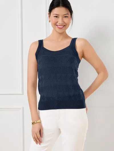 Talbots Plus Petite - Lace Pointelle Tank Top - Blue - 2x