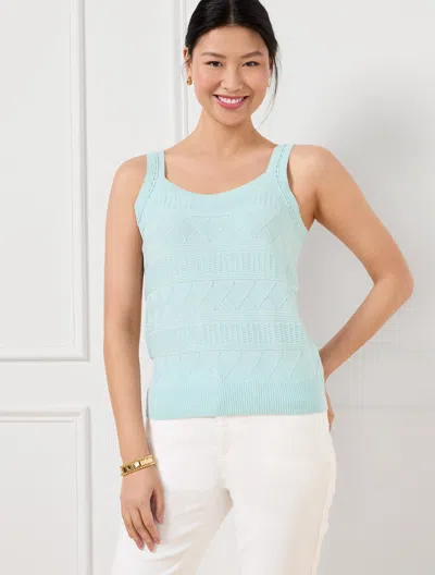 Talbots Plus Petite - Lace Pointelle Tank Top - Blue Ice - 2x