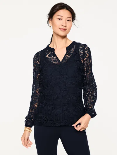 Talbots Plus Petite - Lace Top - Indigo - 1x  In Purple
