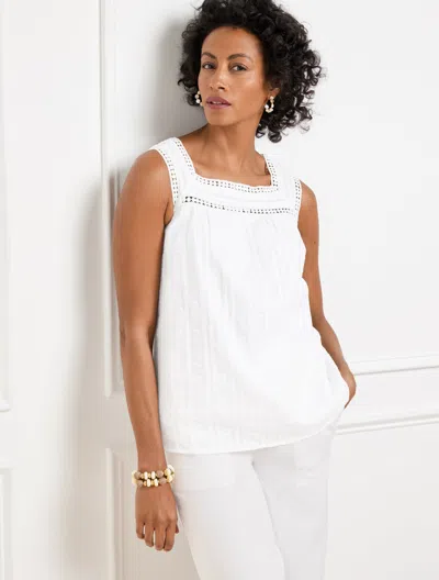Talbots Plus Petite - Lace Trim Shell - White - 1x