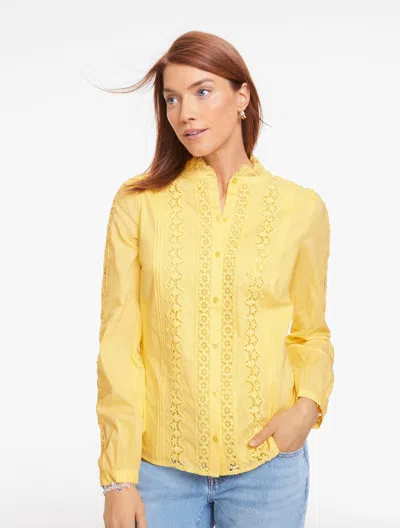 Talbots Plus Petite - Lace Trim Voile Top - Daisy - 2x  In Yellow