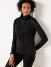 Talbots Lace Turtleneck Pullover Sweater - Black - X