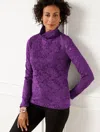 Talbots Lace Turtleneck Pullover Sweater - Rich Amethyst - X