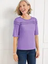Talbots Plus Petite - Ladder Stitch Crewneck T-shirt - Lavender Tulip - 3x - 100% Cotton