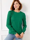 Talbots Plus Petite - Lattice Trim Crewneck T-shirt - Heritage Green - 3x - 100% Cotton