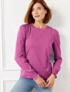 Talbots Plus Petite - Lattice Trim Crewneck T-shirt - Wild Aster - 3x - 100% Cotton