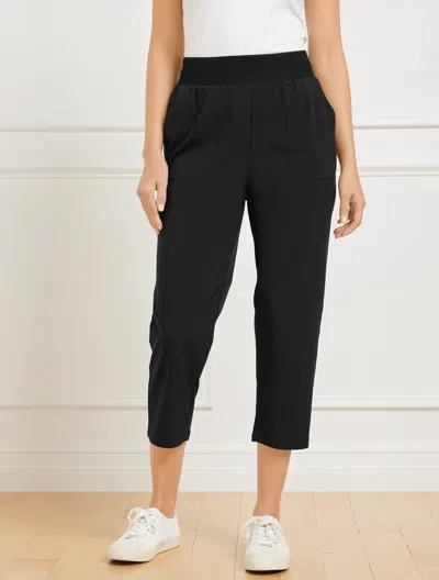 Talbots Plus Petite - Lightweight Woven Stretch Straight Leg Crop Pants - Black - 2x
