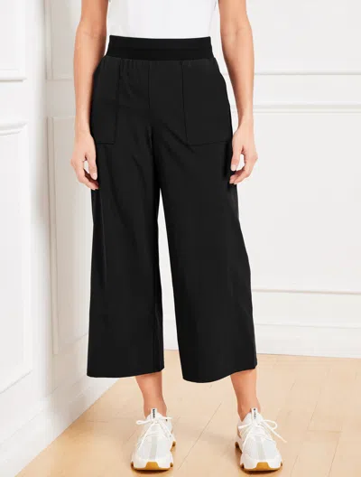 Talbots Plus Petite - Lightweight Woven Stretch Wide Ankle Pants - Black - 3x