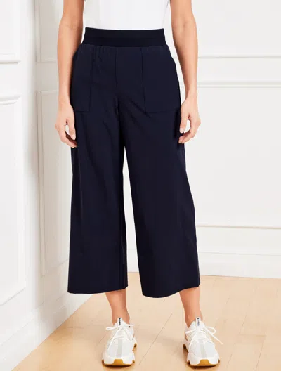 Talbots Plus Petite - Lightweight Woven Stretch Wide Leg Ankle Pants - Blue - 3x